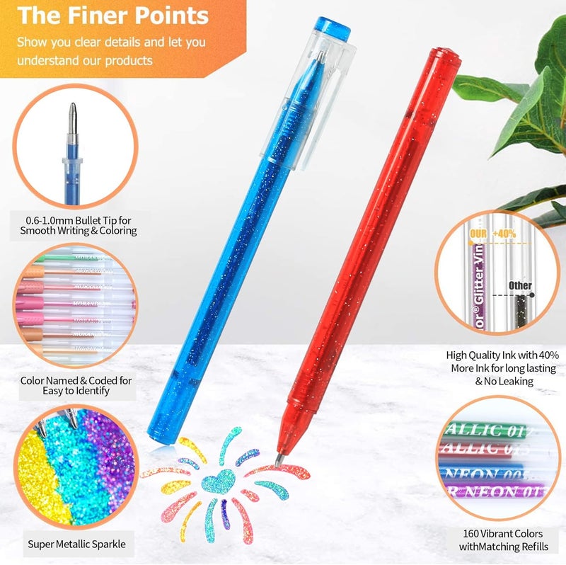 ZSCM QUALITY DECIDES THE FUTURE ZSCM 48 Pack Metallic Glitter Gel Pens Set, 24 Colors Sparkle Gel Pens with 24 Glitter Pen Refills in Canvas Bag for Adult Coloring Book Drawing Crafts Scrapbooks Journaling - Image 4